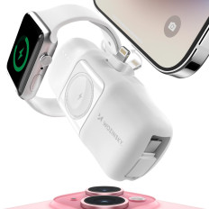 MINI POWERBANK 5000MAH 15W iPhone Lightning και φορτιστής για Apple Παρακολουθήστε - λευκό