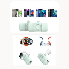 Mini PowerBank 5000Mah 15W iPhone strele in polnilnik za Apple Watch - zelena