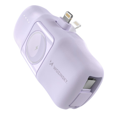 Mini PowerBank 5000mah 15W iPhone zibens un lādētājs Apple Skatīties - violeta