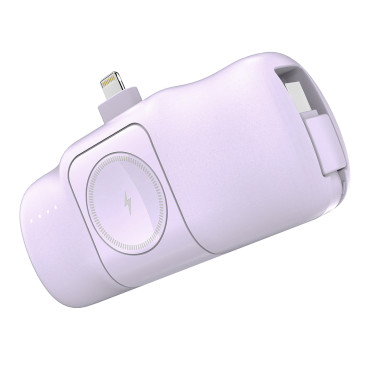 Mini PowerBank 5000mah 15W iPhone zibens un lādētājs Apple Skatīties - violeta