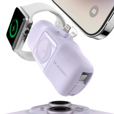 Mini Powerbank 5000mAh 15W Rayo y cargador para iPhone para Apple Reloj - Púrpura