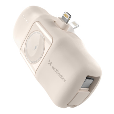 Mini Powerbank 5000mAh 15W iPhone Lightning and Charger per Apple Guarda - beige