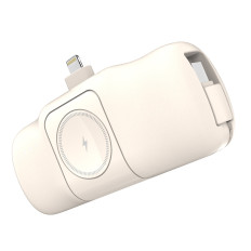 Mini Powerbank 5000mAh 15W Rayo y cargador para iPhone para Apple Reloj - beige