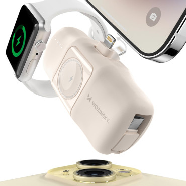 Mini Powerbank 5000mAh 15W Rayo y cargador para iPhone para Apple Reloj - beige