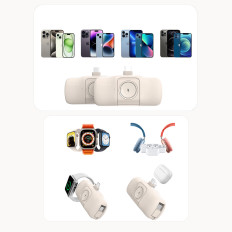 Mini powerbank 5000mAh 15w iPhone relâmpago e carregador para Apple Assistir - bege