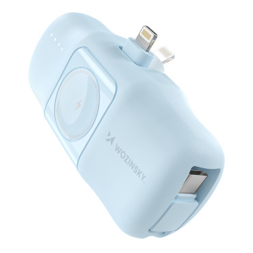 Mini Powerbank 5000mAh 15W iPhone Lightning ja laturi Apple Katso - sininen