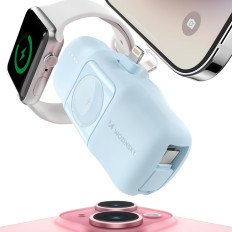 MINI POWERBANK 5000MAH 15W iPhone Lightning και φορτιστής για Apple Παρακολουθήστε - μπλε