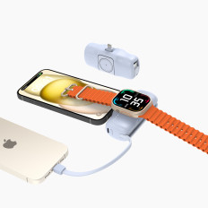 Mini Powerbank 5000mAh 15W iPhone Lightning ja laturi Apple Katso - sininen