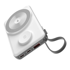 Power Bank 10000mAh LED USB-C USB-A Lightning Magsafe Apple Watch - valge