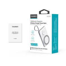 Power Bank 10000Mah LED USB-C USB-A Lightning Magsafe Apple Guarda - Bianco