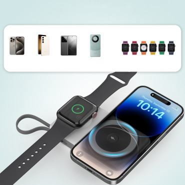 Power Bank 10000mAh LED USB-C USB-A LIGHTING MAGSAFE Apple Skatīties - balta