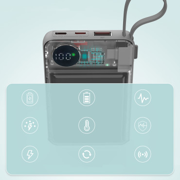 Power Bank 10000mAH LED USB-C USB-A blesk MagSafe Apple Sledujte - bílá