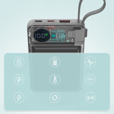 Power Bank 10000mAh LED USB-C USB-A Lightning Magsafe Apple Watch - White