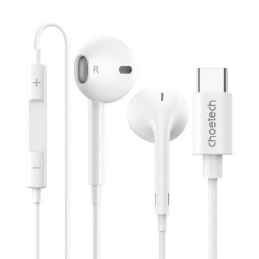 USB-C i-øret hodetelefoner med en ledning 1.2m - Hvit