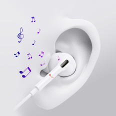 USB-C se je ustavila slušalke z žico 1.2m - bela