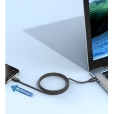 Kabelis USB-C 280W PD 3.1 Kabelis ar magnētisko organizatoru 1.2m - melns