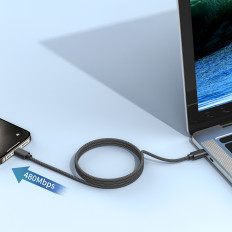 Kabelis USB-C 100W PD kabelis ar magnētisko organizatoru 1.2m - melns