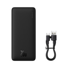 PowerBank Airpow 20W 10000mAh ar USB-Kabelis - USB-C 30cm - melns
