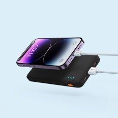 PowerBank Airpow 20W 10000mAh ar USB-Kabelis - USB-C 30cm - melns