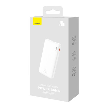 PowerBank Airpow 20W 10000mAh con cable USB-A - USB-C 30cm - Blanco