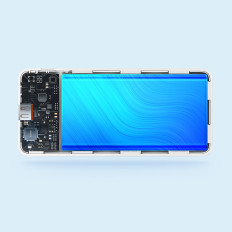 PowerBank Airpow 20W 10000mAh με καλώδιο USB-A - USB-C 30cm - Λευκό