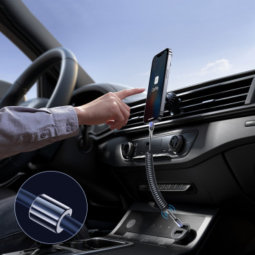 Cable Spiral Cable USB-C-iPhone Lightning Crystal-Clear Series 30W 1.5m - μαύρο