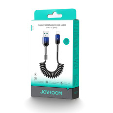 Kabel-Spiralkabel USB-A - iPhone-Blitz-Kristall-Clear-Serie 3A 1.5m - schwarz