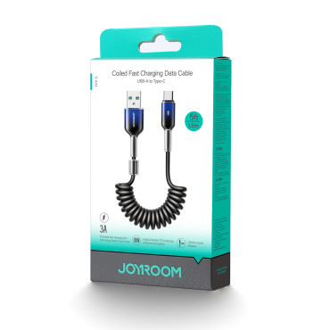 Kabel Spiral Kabel USB-A - USB-C Crystal-Clear Serie 3a 1.5m - svart
