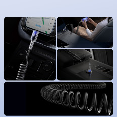 Kaapeli kierre kaapeli USB-A - USB-C Crystal-Clear Series 3A 1.5m - musta