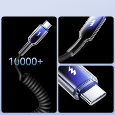 Kabel Spiral Kabel USB-A - USB-C Crystal-Clear Serie 3a 1.5m - svart