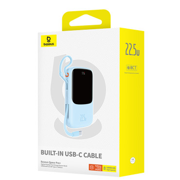Power Bank 10000mAh QPOW PRO + 22,5W USB-C - sinine