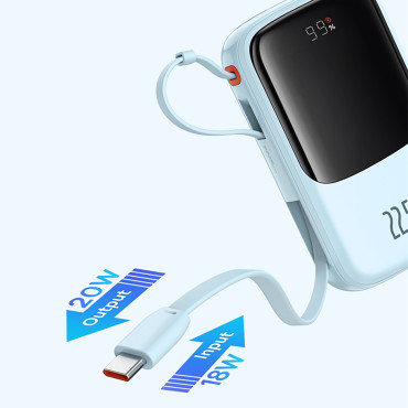 POWER BANK 10000MAH QPOW Pro + 22.5W USB-C - mėlyna