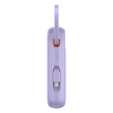 Power Bank 10000mAh qpow 2 30W ar iebūvētiem USB-C kabeļiem - violetu
