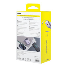 Power Bank 10000mAh qpow 2 30W ar iebūvētiem USB-C kabeļiem - violetu