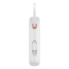 Power Bank 10000mAh QPOW 2 30W ar iebūvētiem USB-C kabeļiem - balti