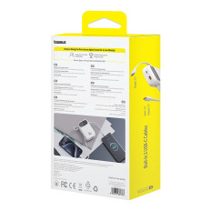 Power Bank 10000mAh QPOW 2 30W ar iebūvētiem USB-C kabeļiem - balti