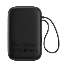 Power Bank 10000mAh QPOW 2 30W ar iebūvētiem USB-C kabeļiem - melns