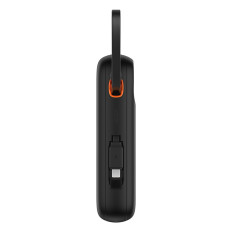 Power Bank 10000mAh QPOW 2 30W ar iebūvētiem USB-C kabeļiem - melns