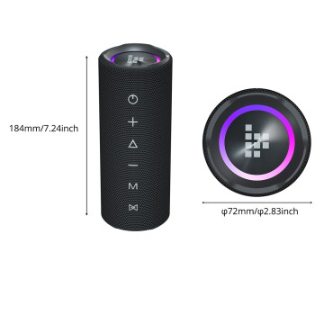 Bluetooth Mirte C2 Speaker Portable + Cabos AUX USB-C - Preto