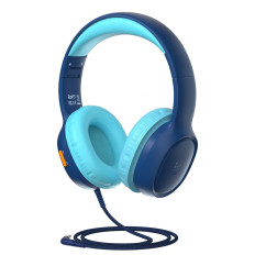 Wired headphones KH01 for children safe with volume control - blue