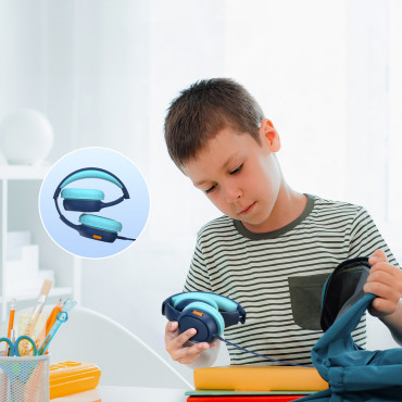 Bedrade hoofdtelefoons KH01 voor kinderen veilig met volumeregeling - blauw