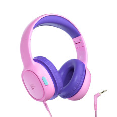 Wired Headphones KH01 til børn sikkert med volumenkontrol - Pink