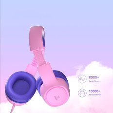 Wired Headphones KH01 For Children Safe With Volume Control - Pink