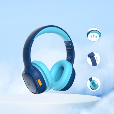 Brezžične slušalke KH02 Bluetooth za otroke, ki se varna s krmiljenjem glasnosti - modra