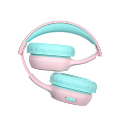 Bezdrôtové slúchadlá KH02 Bluetooth pre deti v bezpečí s ovládaním hlasitosti - ružová