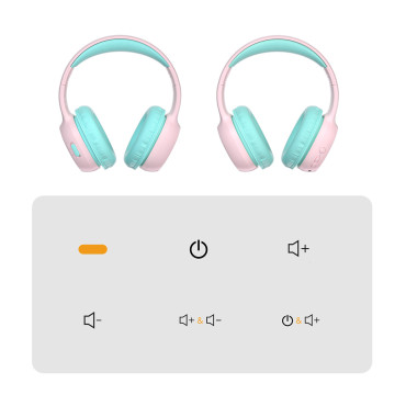 Trådlösa hörlurar KH02 Bluetooth för barn Säker med volymkontroll - Rosa