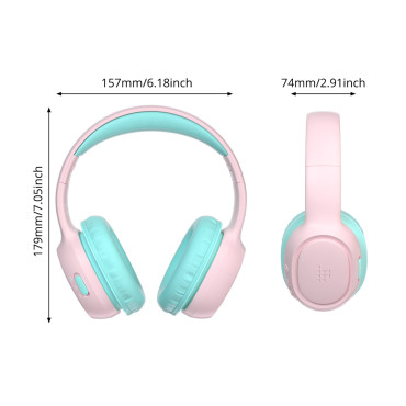 Trådlösa hörlurar KH02 Bluetooth för barn Säker med volymkontroll - Rosa