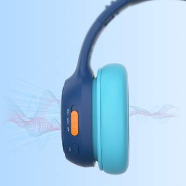 Fones de ouvido sem fio ANC KH03 para crianças seguras com controle de volume - azul