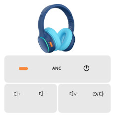 Fones de ouvido sem fio ANC KH03 para crianças seguras com controle de volume - azul