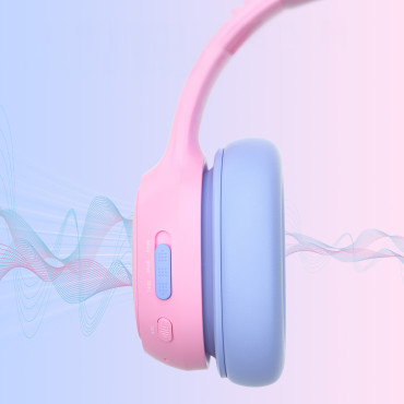 Trådløse hodetelefoner Anc KH03 for barn Safe med volumkontroll - rosa